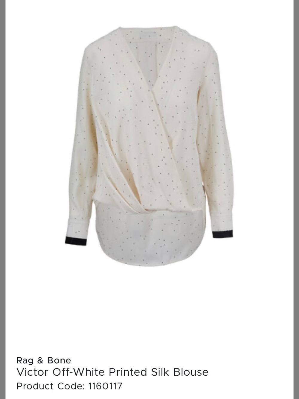 Rag & Bone Victor 100% Silk Wrap Blouse Ivory Printed Size S